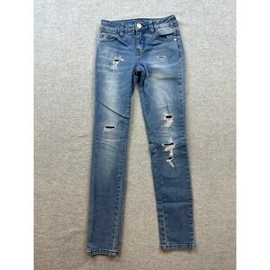 Justice Girls Simply Low Super Skinny Distressed Jeans Medium Wash Size 10 Slim